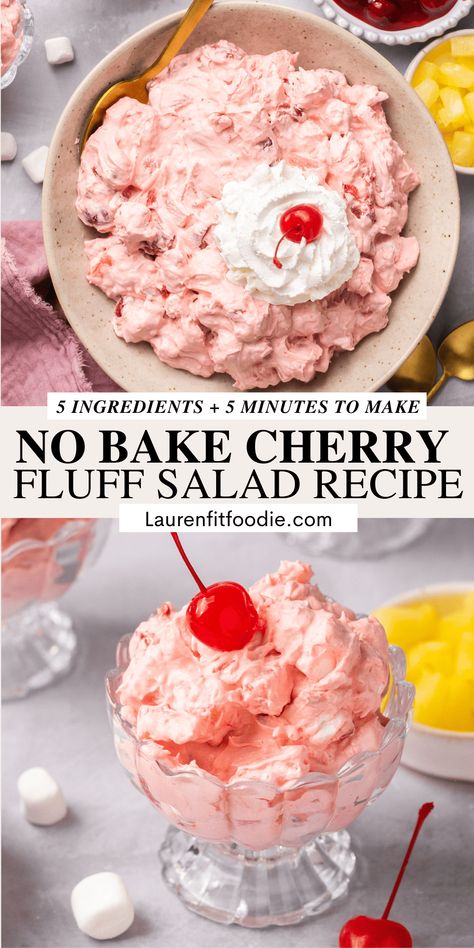 Cherry Fluff Salad Recipes, Cherry Fluff Salad Cool Whip, Cherry Pie Filling Salad, Cherry Fluff Dessert, Cherry Fluff Salad, Pudding Salad, Fluff Salads, Cherry Fluff, Cherry Pie Filling Recipes