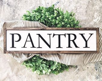 Farmhouse Rustic Kitchen, Pantry Sign, Farmhouse Pantry, Farmhouse Wood Sign, Kitchen Organization Pantry, Raised Letters, Coffee Bar Signs, Rustic Frames, Wood Frame Sign