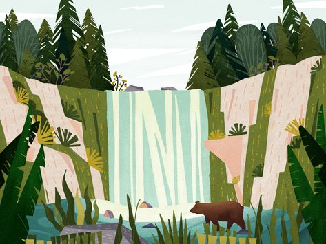 Forest adventure travel illustration by Summer for Top Pick Studio on Dribbble Forest Adventure, Illustration Botanique, Forest Illustration, Travel Illustration, Arte Inspo, Landscape Illustration, Environment Concept Art, Nature Illustration, Botanical Illustration