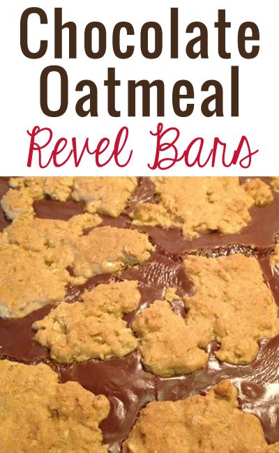 These revel bars are a favorite in our house! Oatmeal on the top and bottom, and gooey chocolate in between! Oatmeal Revel Bars, Chocolate Revel Bars Oatmeal, Revel Bars Recipe Oatmeal, Chocolate Revel Bars Recipe, Revel Bars Recipe, Chocolate Revel Bars, Revel Bars, My Crazy Good Life, Chocolate Oatmeal Bars