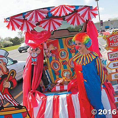 Carnival Trunk or Treat Car Decorations Idea Carnival Trunk Or Treat, Carnival Trunk, Church Halloween Party, Church Trunk, Church Halloween, Trunk Or Treat Ideas, Teen Halloween, Leaves Changing Color, Harvest Party