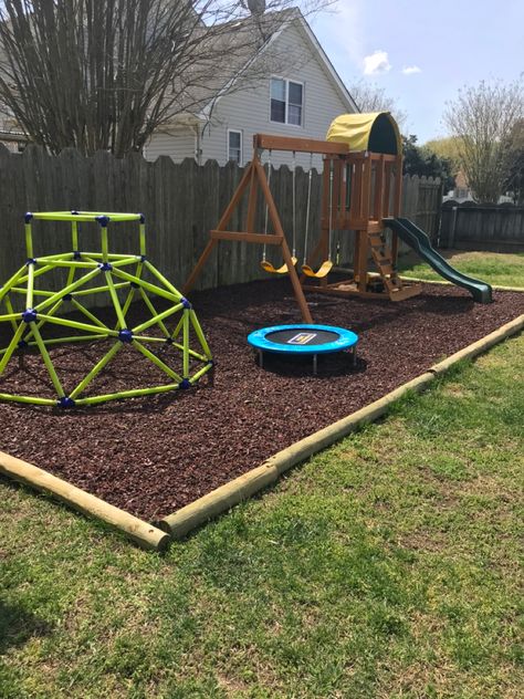 Backyard Inspo For Kids, Backyard Inspiration Kids, Diy Outdoor Playscape, Diy Playground Backyard Play Spaces, Play Set Backyard, Outdoor Kid Play Areas, Play Areas For Kids Outdoor, Small Play Area Outdoors, Backyard For Kids Ideas