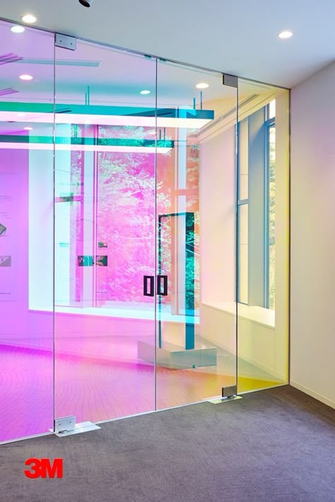 The 3M™ Dichroic Glass Finishes Chill shift colors in the cool tones of blue/magenta/yellow in transmission and gold/green/blue color regions of the spectrum in reflection @3m


#dichroicglassarchitecture #dichroicfilm #interiordesign #glassfins #glasseventspace #showroominspiration #showroominteriordesign #eventdecor #colorglassinterior #retailstoredesign #modernretail #renovationideas #colorfulinteriors
#glassdoorinterior #lobbydesign #lobbyinterior #entranceglassdoordesign #exhibitiondesign Colored Glass Wall Interiors, Dichroic Glass Interior, Color Mirror Design, Iridescent Interior Design, Holographic Interior Design, Color Glass Interior, Dichroic Glass Architecture, Iridescent Office, Glass Door Design