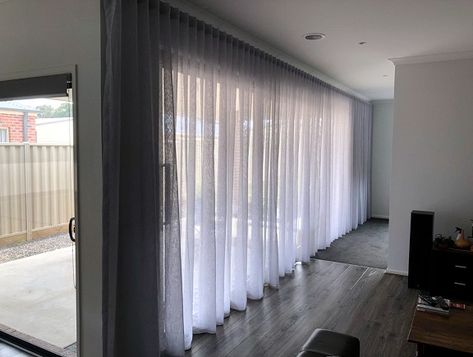 Sheer Curtains Melbourne - Alfresco Blinds | S Fold Sheer Curtains Melbourne Grey Floorboards, Ripplefold Draperies, Window Solutions, Photo Walls, Curtains And Blinds, Voile Curtains, Sheer Drapes, Pencil Pleat, Curtain Lights