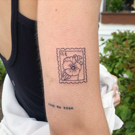 Top 100 Best Postage Stamp Tattoos For Women - Mail Design Ideas Postal Tattoo Ideas, Poppy Postage Stamp Tattoo, Post Stamp Tattoo Aesthetic, Brazil Stamp Tattoo, Post Card Tattoo Ideas, Post Card Stamp Tattoo, Letter Stamp Tattoo, Poststamps Vintage Tattoo, Stamp Tattoos Ideas