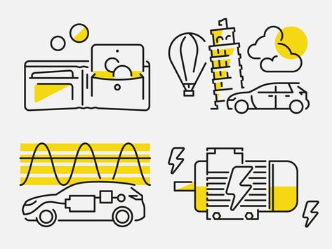 Electromobility Facts by Timo Meyer Icon Illustrations, Web Trends, Poster Idea, Hand Style, Yearbook Themes, Saint Charles, San Rafael, Global Design, Flat Illustration