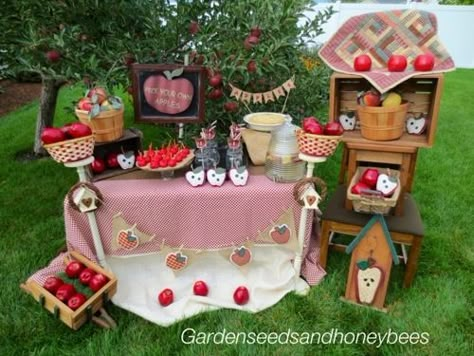 Apple Orchard Party Table Apple Orchard Party, Apple Table Decorations, Hot Pepper Dip, Apple Theme Parties, November Baby Shower, Apple Orchard Wedding, Apple Birthday, Fall Baby Shower Themes, Pepper Dip