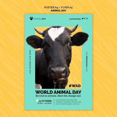 Zoo Graphic Design, World Animal Day Poster, Animal Day Poster, A2 Milk, World Animal Day, Animal Magazines, Animal Day, Magazine Cover Design, Dog Poster