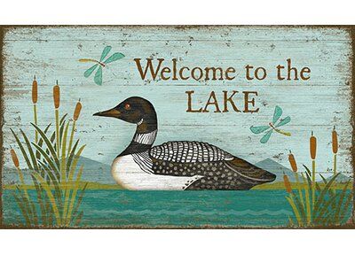 Welcome Graphic, Welcome To The Lake, Vintage Wood Signs, Metal Printing, Usa Decor, Lata Vintage, Horse Sign, Lake Signs, Antique Signs