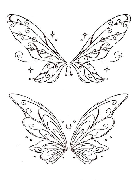 Fairy Wing Tattoos, Butterfly Wing Tattoo, Doodle Aesthetic, Wing Tattoos On Back, Matching Sister Tattoos, Small Pretty Tattoos, Simple Tattoo Designs, Latest Tattoos, Cute Tiny Tattoos