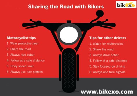 Sharing the Road With Bikers Motorcycle Safety Gear, Bike Riding Tips, Bike Tool Kit, Motorcycle Tips, Motorcycle Safety, Motorcycle Aesthetic, Bike Tools, Motorcycle Types, Sport Motorcycle