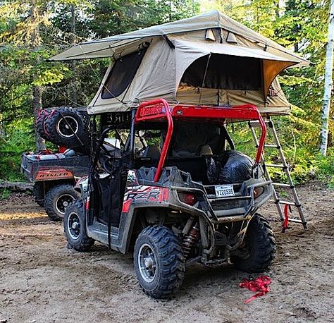 HAPPY UTV CAMPERS – UTV Action Magazine Rzr Accessories, Pop Up Tent Trailer, Compact Camping, Motorcycle Camping Gear, Camping Accesorios, Towing Vehicle, Atv Trailers, Motorcycle Camping, Tent Trailer