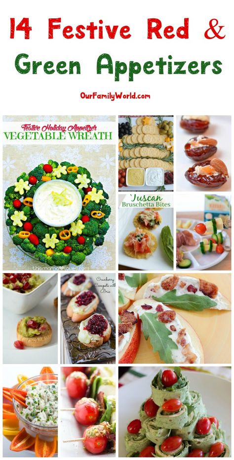 Set a festive table with red and green appetizers to get your guests in a holiday mood! These 14 yummy Christmas sides are sure to tempt your guests! #ChristmasRecipes Red And Green Food Ideas, Green Appetizers, Green Appetizer, Green Food Party, Polenta Bites, Bruschetta Bites, Elf Party, Christmas Potluck, Christmas Sides