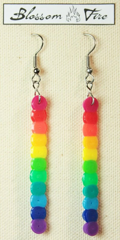 Perler Rainbow, Perler Earrings, Resin Rainbow, Pixel Beads, Hama Beads Design, Hama Bead, Diy Perler Bead Crafts, Hama Beads Patterns, Diy Perler Beads