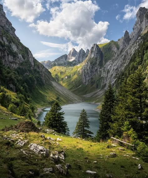 Alpstein Switzerland #beautiful #awesome #great #dayobamidele Switzerland Mountains, Pretty Landscapes, Beautiful Cities, Nature Aesthetic, Pretty Places, Fantasy Landscape, Nature Travel, Travel Aesthetic, Amazing Nature