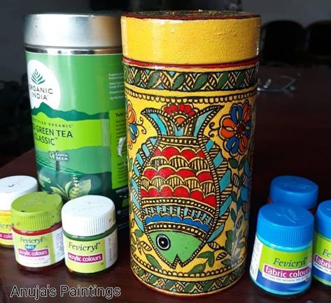 Bottle art Madhubani Art, Madhubani Painting, Bottle Art, Glass Design, Green Tea, Glass, Pattern, Quick Saves, Design