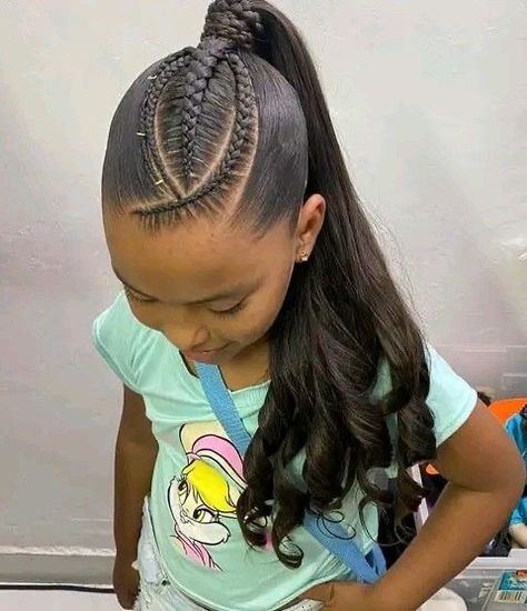 Cornrow Ideas For Kids, Cornrow Ponytails, Kids Ponytail Hairstyles, Ponytail Hairstyles For Kids, Fishtail Braids, Natural Hair Bun Styles, Weave Ponytail Hairstyles, Sleek Ponytail Hairstyles, Big Box Braids Hairstyles