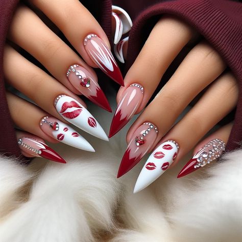 Red Stiletto Nails, Pink Nail Art Designs, Pretty Toe Nails, Red Acrylic Nails, Stylish Nails Designs, Stiletto Nails Designs, Pink Nail Art, Dope Nail Designs, Pretty Nail Art Designs