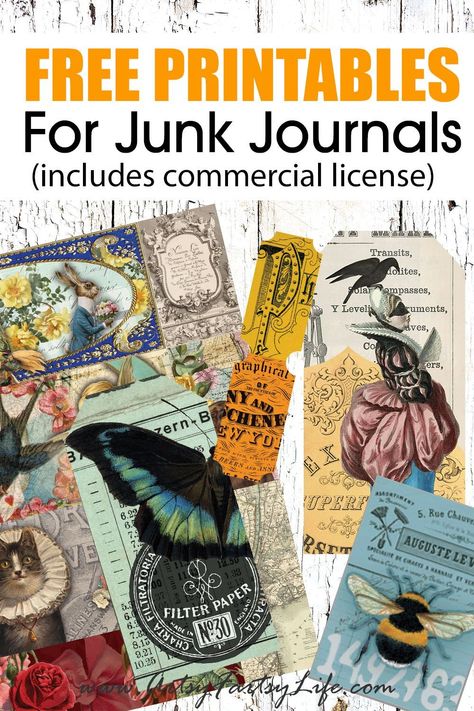 Printables For Journaling, Junk Journal Emphemra, Free Printables For Journals, Holiday Junk Journal, Junk Journal Words Free Printable, Folio Junk Journal, Free Junk Journal Ephemera, Free Craft Printables, Poooli Print Printables