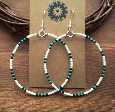 قلادات متدلية, Anting Manik, Earring Hoop, Beaded Earrings Diy, Beaded Necklace Designs, Black Turquoise, Beaded Necklace Diy, Beads Bracelet Design, Handmade Jewelry Tutorials