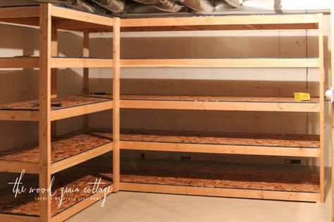 DIY Basement Shelving by The Wood Grain Cottage Pictures Shelves, Basement Shelves, Basement Storage Shelves, Basement Shelving, Wood Storage Shelves, Diy Storage Shelves, Garage Shelves, Mold In Bathroom, Diy Dresser Makeover