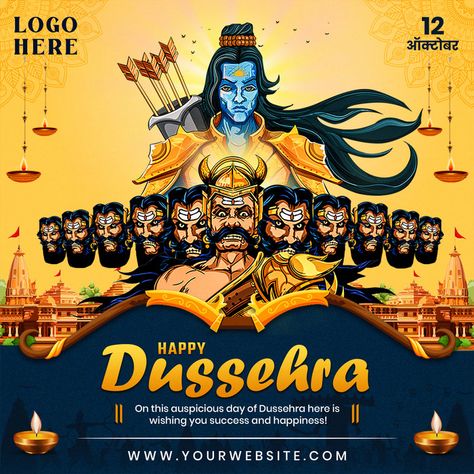 Happy Dussehra And Subh Vijayadashami With Ravan Dahan Social Media Post Banner Template#pikbest##Templates Dashehra Creative Post, Dussehra Social Media Post, Dussehra Banner, Ravan Dahan, Happy Dashera Poster, Happy Vijayadashmi And Dussera, Poster Motion, Poster Promo, Digital Decorations