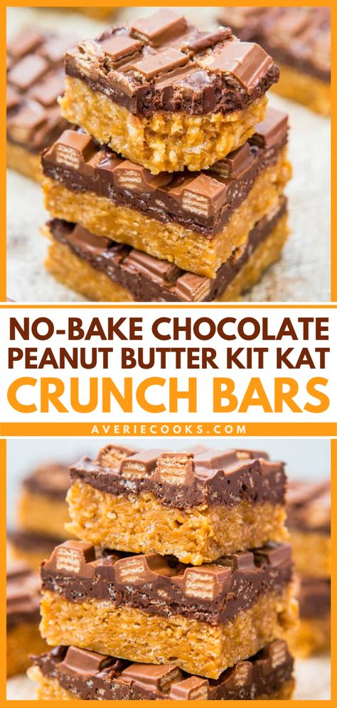 Cereal Bar Recipe, Kit Kat Candy, Fast Easy Desserts, Nestle Crunch, Crunch Bars, Averie Cooks, Cereal Bar, Crunch Bar, Bar Recipe