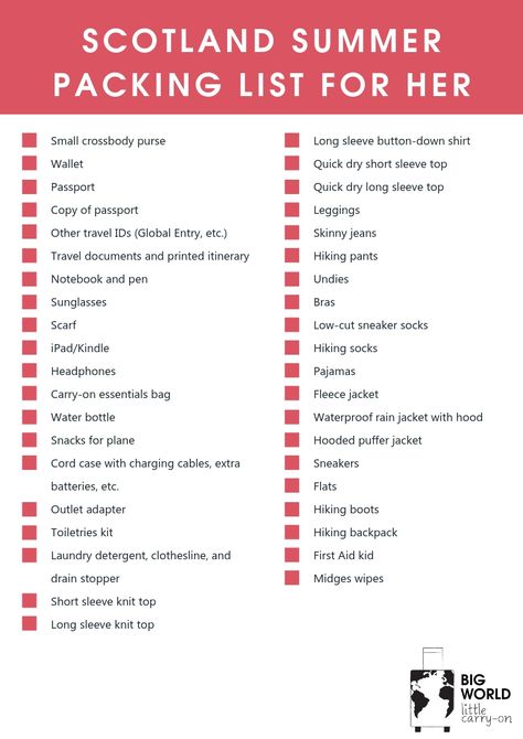 Use this printable packing list when getting ready for your summer trip to Scotland! Things To Pack For Scotland, Packing List For Scotland, Scotland Summer Packing List, Packing For Scotland In Summer, Packing For Scotland, Scotland Packing List, Business Trip Packing, Packing List Men, Travel Capsule Wardrobe Summer