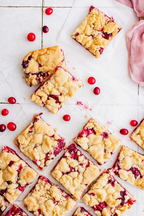 Cranberry Shortbread Bars Cranberry Shortbread Bars, Cranberry Harvest Bars, White Chocolate Cranberry Shortbread, Vegan Cranberry Bliss Bars, Cranberry Bliss Bars Recipe, Cranberry Shortbread, Yummy Bars, Cranberry Bars, Ball Canning