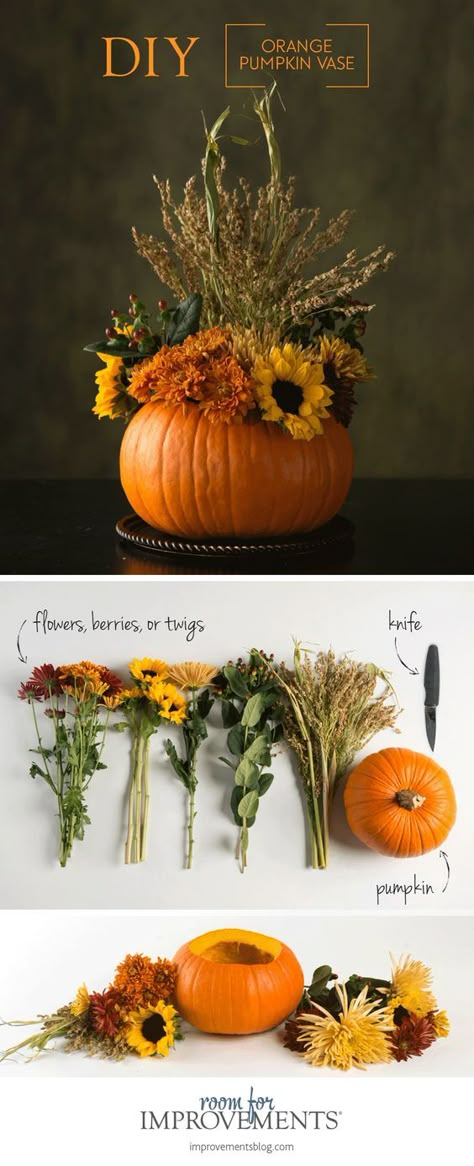 7 Easy & Adorable Crafts to Make for Thanksgiving - Later-Means-Never Thanksgiving Table Crafts, Diy Thanksgiving Centerpieces, Thanksgiving Centerpieces Diy, Thanksgiving Flowers, Pumpkin Vase, South Shore Decorating, Thanksgiving Decorations Diy, Fleurs Diy, Diy Thanksgiving