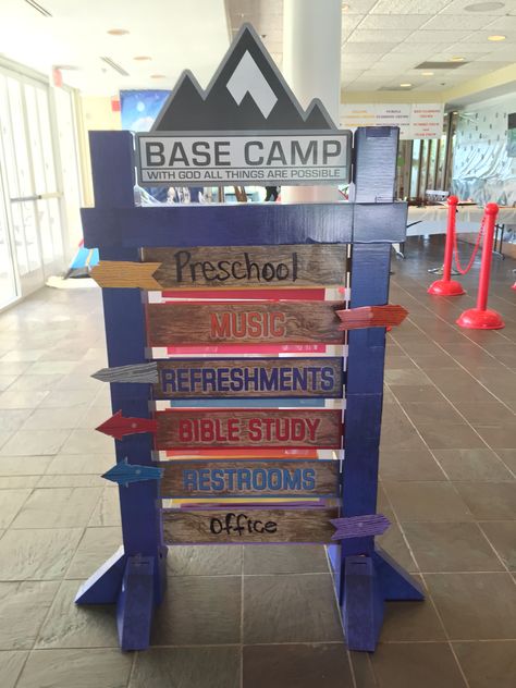 vbs everest - base camp sign True North Vbs 2025, Kids Ministry Design, Camping Vbs, Everest Vbs, Camp Vbs, Vbs Decorations, Children Ministry, Vbs 2024, Preschool Music