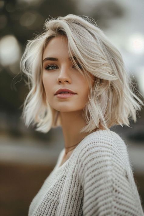 Icy Pearl Blonde Hair, Flicks Haircut, Light Blonde Bob, Flippy Hair, Hair Lookbook, Hair Blending, Easy Wedding Guest Hairstyles, Messy Pixie Haircut, Guest Hairstyles