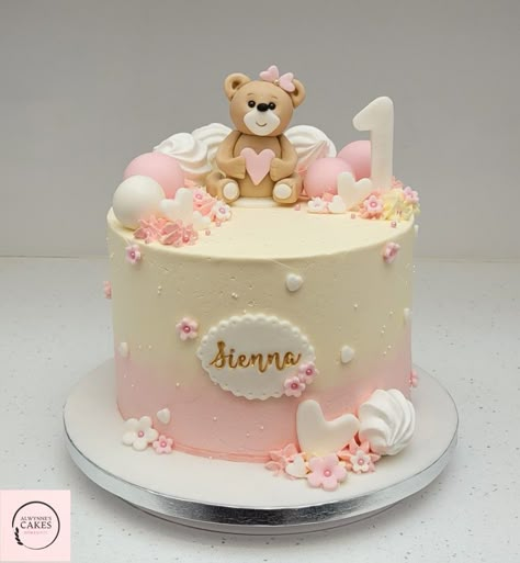 1birthday Cake Girl, 1st Birthday Cake Teddy Bear, 1birthday Cake, Birthday Cake Teddy Bear, Bear Themed Cake, Cake Teddy Bear, 1st Birthday Cake Designs, Teddy Bear Birthday Cake, Baby 1st Birthday Cake