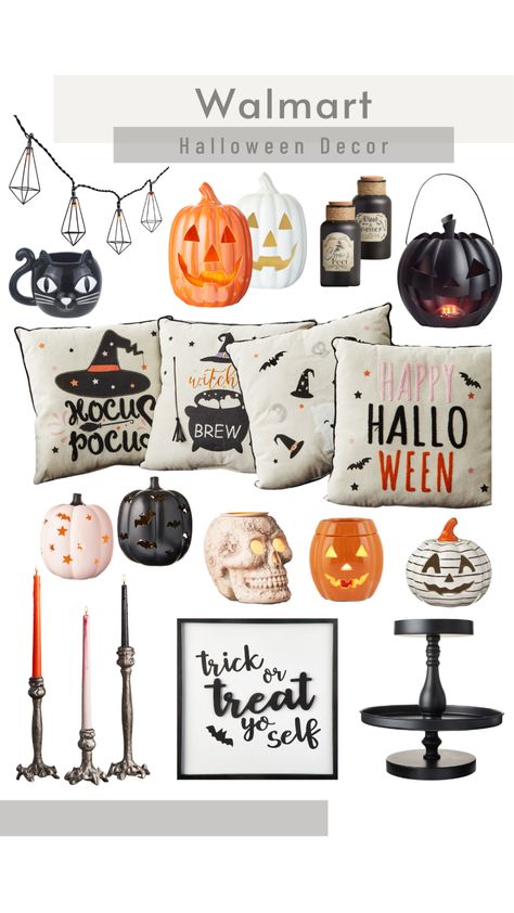 Walmart Halloween Decor - Walmart Finds #hocuspocus #halloweendecor #hocuspocusdecor #halloweenpillows #walmartfinds #walmart #walmarthome Walmart Halloween Decor, Halloween Walmart, Walmart Halloween, Adornos Halloween, Black Pumpkin, Halloween 20, Walmart Finds, Halloween Orange, Metal Lanterns