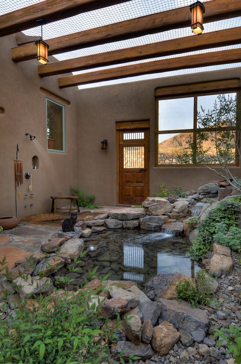 Southwest Homes Exterior Santa Fe Style, Mediterranean Adobe Homes, New Mexico Adobe Homes, Adobe Ranch House, New Mexico Ranch House, New Mexico Homes Exterior, Mexico Homes Exterior, New Mexico Landscaping, Pueblo Style Homes Interior