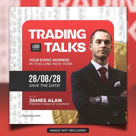 PSD trading talks finance event poster d... | Premium Psd #Freepik #psd Event Poster Design, Stationery Templates, Business Card Maker, Flyer Maker, Poster Maker, Presentation Template Free, Poster Invitation, Event Poster, Design Graphics