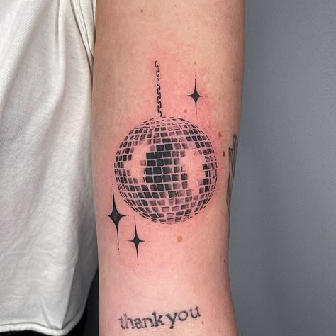 Jenni Palomaa on Instagram: “birthday party at the disco 🪩” Disco Tattoo, Mirrorball Tattoo, Instagram Birthday Party, Disco Ball Tattoo, Reflection Tattoo, Aa Tattoos, Party Tattoo, Tattoo Party, Micro Tattoo