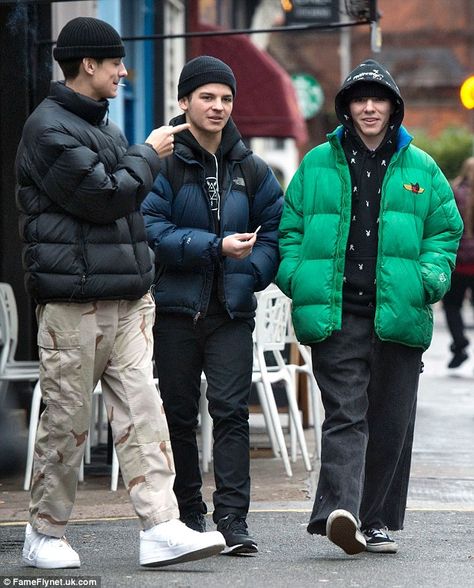 Like mother, like son: Rocco Ritchie, 16, was spotted wearing his mum Madonna's hoodie as he stepped out in London on Monday Puffer Outfit Men, Rocco Ritchie, Puffer Outfit, Streetwear Fashion Men, Puffer Jacket Outfit, Guys Fits, Mens Puffer Jacket, Mens Down Jacket, Skate Style