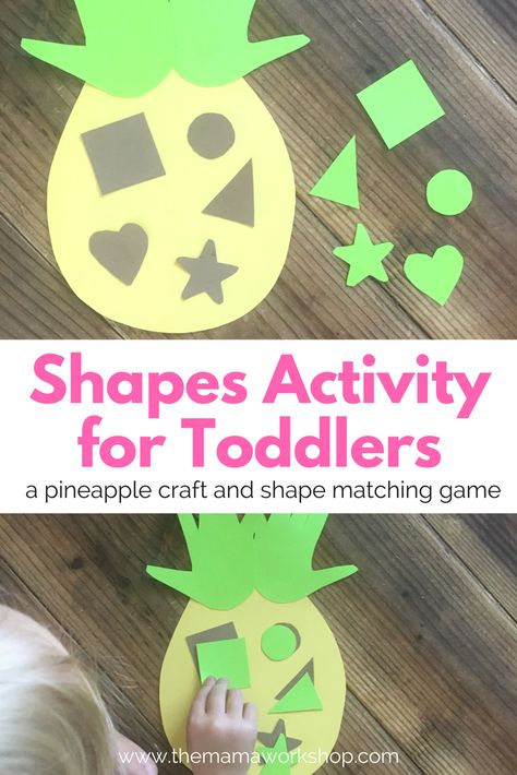 A toddler shapes activity. Play this pineapple game to introduce shapes to your toddler. It is a great indoor summertime activity! Shapes Activity, Pineapple Crafts, Shape Matching Game, Teacher Vibes, Picnic Theme, Aloha Summer, Life Skills Special Education, Terrible Twos, Luau Theme