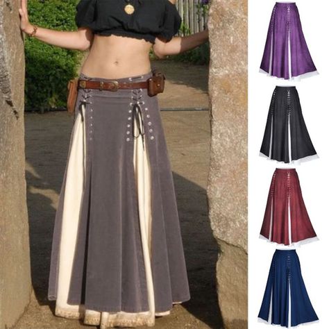 New Women's Fashion Lace-Up Overskirt Vintage Style Romantic Maxi Skirts | Wish Female Skirt, Robes Vintage, Cheap Skirts, Skirts Women, Vintage Skirts, Cotton Blends Dress, Long Skirts For Women, Maxi Skirts, Vintage Lace