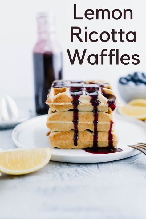 Ricotta Waffle Recipe, Ricotta Waffles, Ricotta Cheese Waffles, Lemon Waffles, Lemon Ricotta Waffle Recipe, Unique Waffle Recipes, Lemon Ricotta Waffles, Lemon Blueberry Ricotta Pancakes, First Watch Lemon Ricotta Pancakes