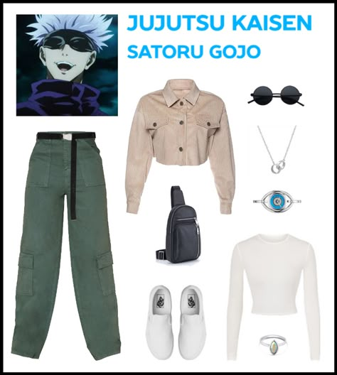 Anime Based Outfits, Gojo Satoru Outfit Ideas, Anime Style Clothes Inspired Outfits, Gojo Style Outfit, Gojo Satoru Casual Outfit, Gojo Outfit Ideas, Jujutsu Kaisen Outfit Ideas, Jujutsu Kaisen Inspired Outfits, Gojo Inspired Outfit