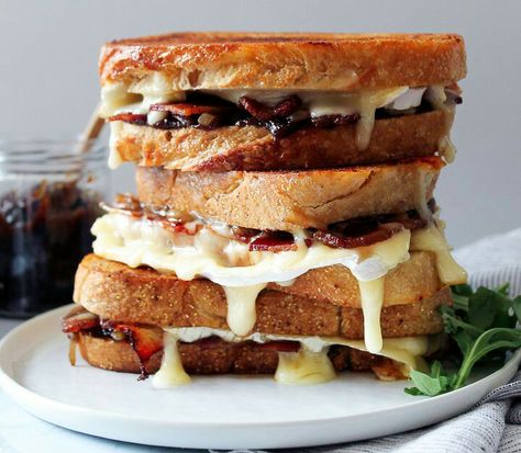 Fig Jam Grilled Cheese, Fig Jam Uses, Jam Grilled Cheese, Homemade Fig Jam, Fig Jam Recipe, Fig Spread, Bacon Grilled Cheese, Bacon Sandwich, Fig Recipes