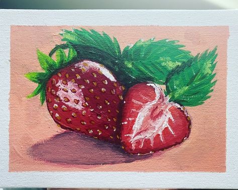 Strawberry Painting, Drawings Inspo, Impressionism Painting, Painting Inspo, Painted Pots, Drawing Artwork, Art Studies, Kitchen Art, Canvas Art Painting