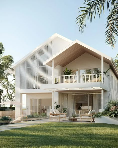 Modern Homes Forecast 2024 Australian Coastal Homes Exterior, Beach House Contemporary, Modern Australian Home Exterior, Modern Hamptons Exterior, Duplex House Design Plan, White House Modern, Modern Coastal Home Exterior, Modern Beach House Exterior, Modern White House