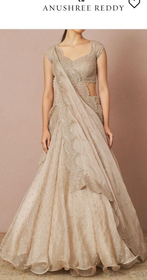 Beige Lehenga Simple, Stitched Lehenga Ideas, Bridal Half Saree Lehenga, Lehenga Simple, Lehenga Ideas, Lengha Blouse, Lengha Blouse Designs, Fusion Fashion, Fancy Lehenga