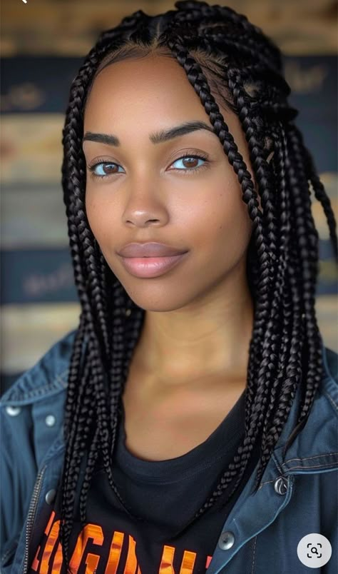 Box Braids Shoulder Length Medium, Box Braids Mid Length, Medium Knotless Box Braids Hairstyles, Mid Length Knotless Braids, Mid Length Braids For Black Women, Medium Length Braids Black Women, Mid Length Box Braids, Box Braids Not Knotless, Mid Back Box Braids