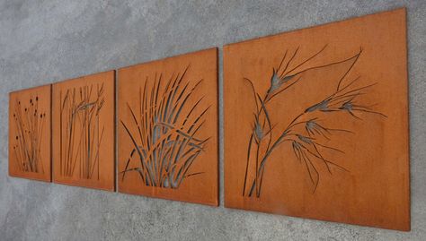 Australian grasses, Cutout laser cut Australian Grasses, Laser Cut Projects, Laser Cut Screens, Laser Cut Metal, Decorative Screens, Corten Steel, Metal Panels, Lasercut Design, Architectural Features