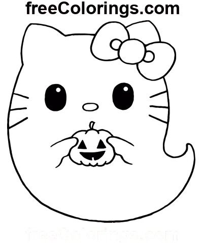 Ghost Hello Kitty – Free Printable Coloring Pages Hello Kitty Ghost, Hello Kitty Halloween Costume, Halloween Logo, Hello Kitty Colouring Pages, Halloween Printables Free, Love Coloring Pages, Kitty Coloring, Halloween Coloring Book, Hello Kitty Coloring