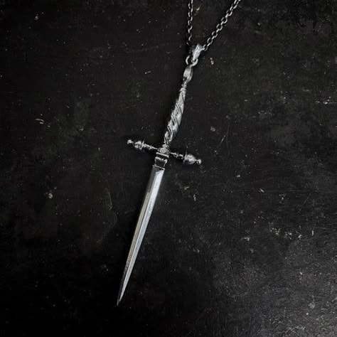 Stiletto Dagger, Medieval Witch, October Jewelry, Infinity Chain, Close Combat, Dagger Necklace, Outfit Planning, Dagger Earrings, Pretty Knives